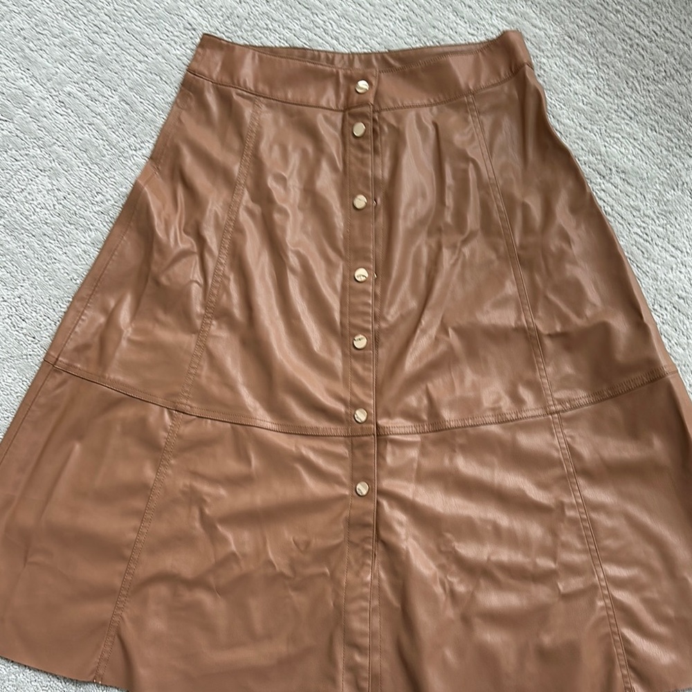 Zara Brown Midi A-Line Skirt for Casual Resort Wear